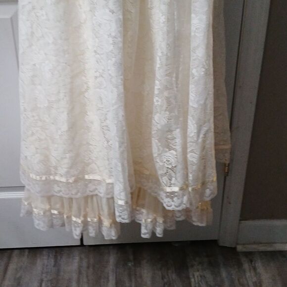 Gunne Sax 70's Romantic Renaissance Bridal sweetheart neckline Cream Sz 7 - Picture 9 of 12